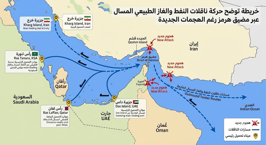 منتجو الشرق الأوسط يواصلون تحميل النفط والغاز رغم الهجمات الجديدة في مضيق هرمز