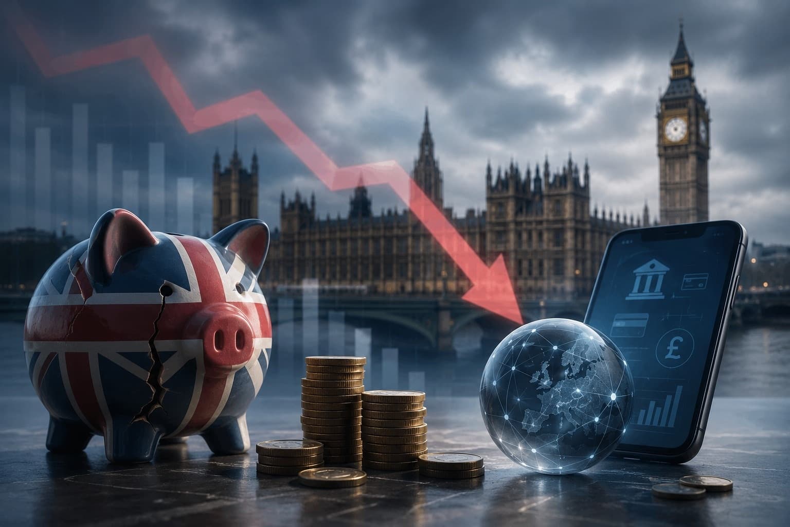 تمويل التكنولوجيا المالية في بريطانيا يتراجع إلى أدنى مستوى في عقد