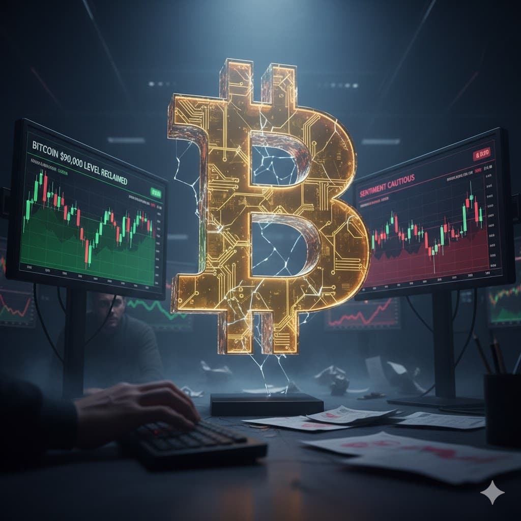 بيتكوين تعاود مستوى 90,000 دولار وسط حذر المستثمرين
