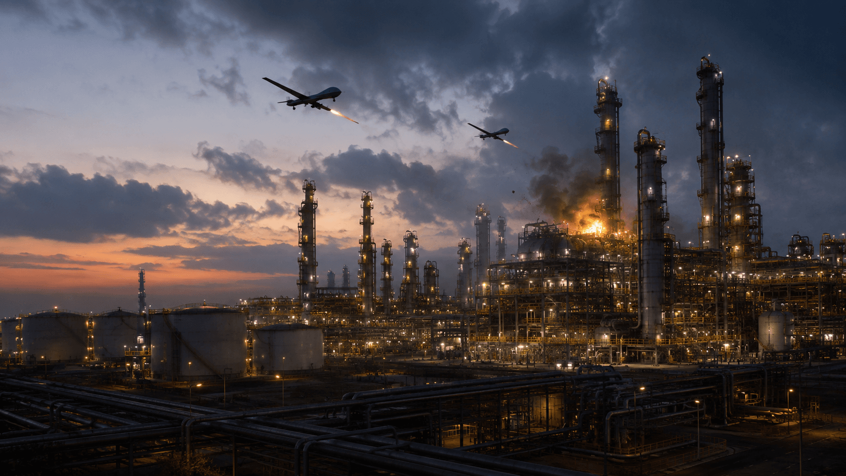 أنصار الله تستهدف مصفاة أرامكو في جازان بمسيّرتين
