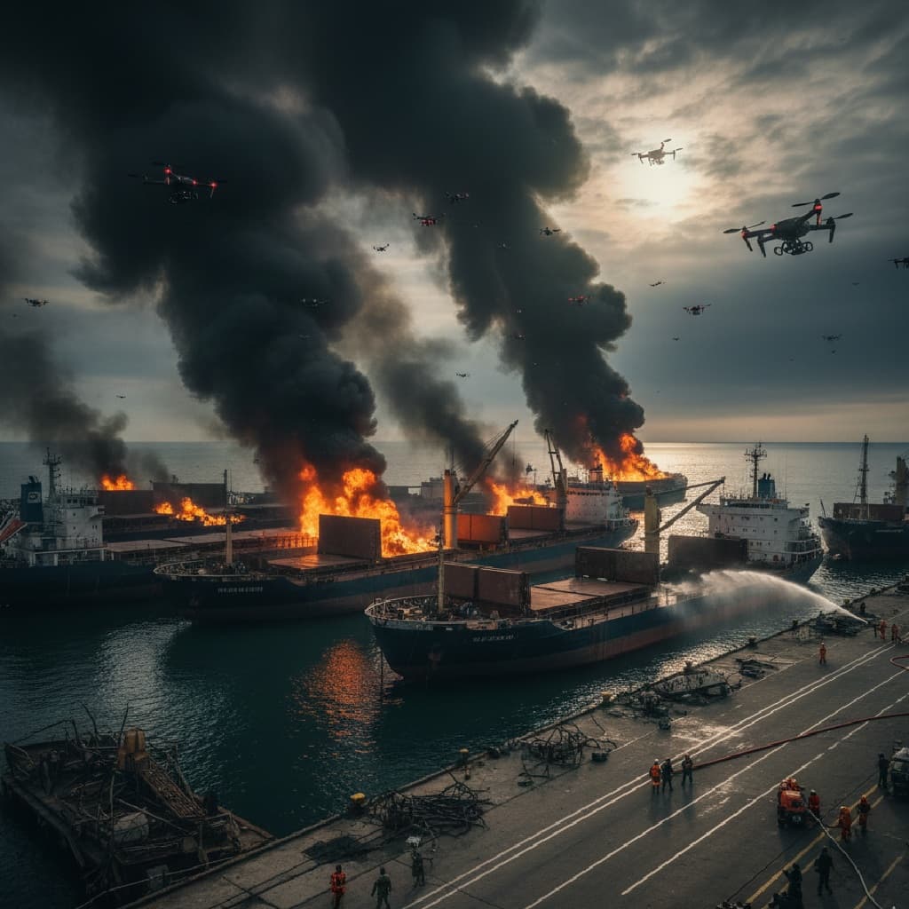 هجوم بطائرات مسيّرة يتسبب بأضرارٍ في ميناء فولنا الروسي