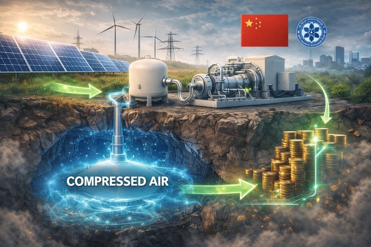 تقنية صينية جديدة لتخزين الطاقة بالهواء المضغوط لتعزيز استقرار الشبكات المتجددة
