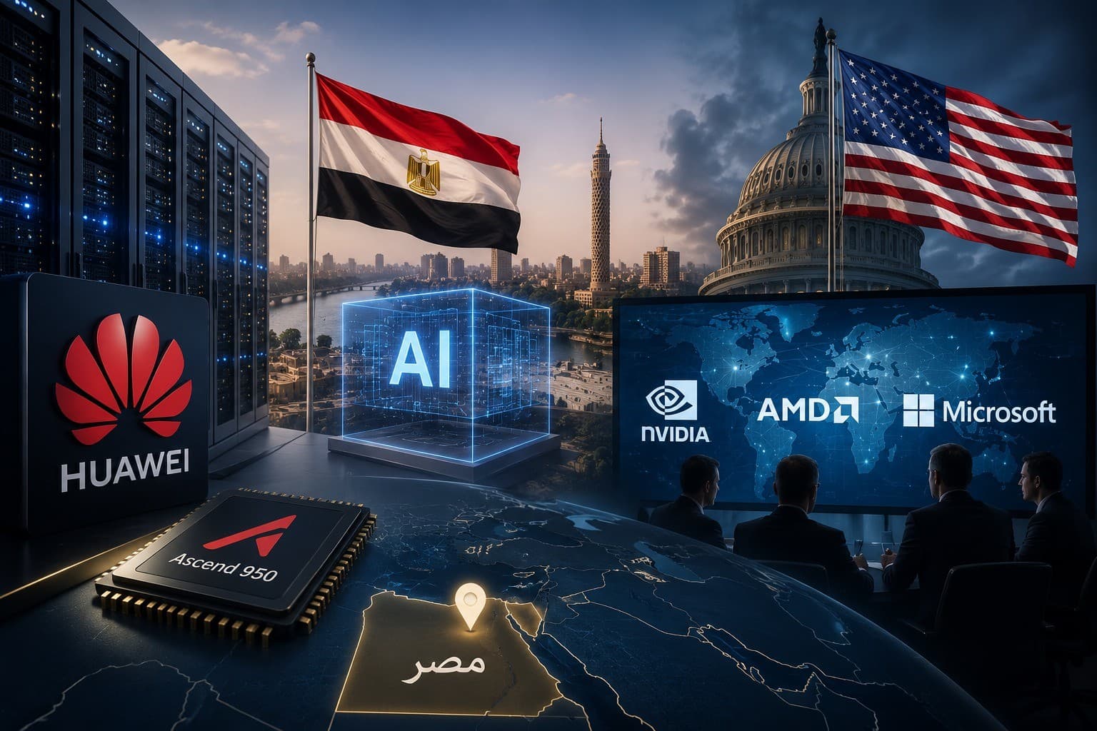 هواوي تعرض بناء مراكز بيانات للذكاء الاصطناعي في مصر وواشنطن تتحرك للمنافسة