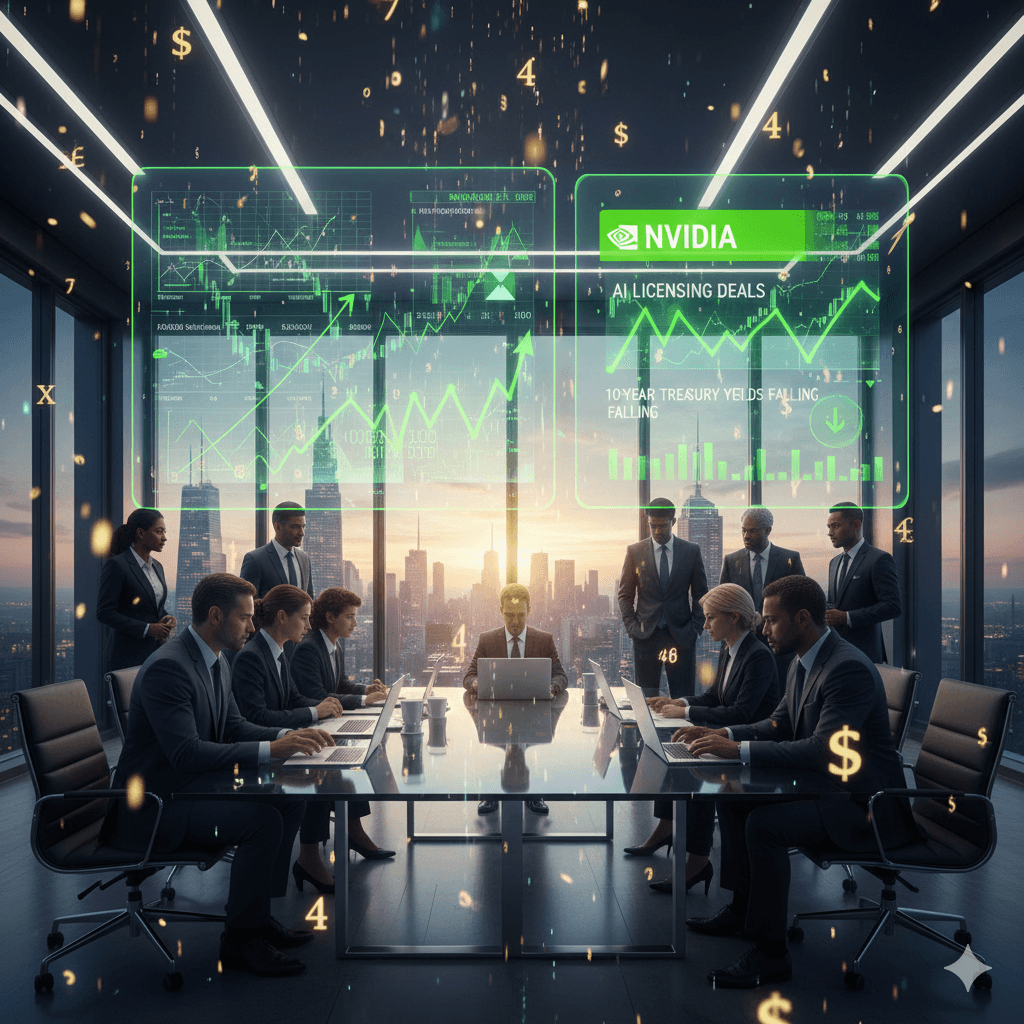 وول ستريت تلامس مستويات قياسية مع صعود أسهم إنفيديا بعد صفقة ترخيص الذكاء الإصطناعي