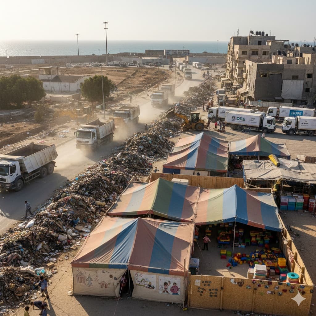 بعد عامين من العدوان على غزة... انطلاق ورشة إزالة النفايات وتسهيلات رفح وتوسيع مراكز التعليم