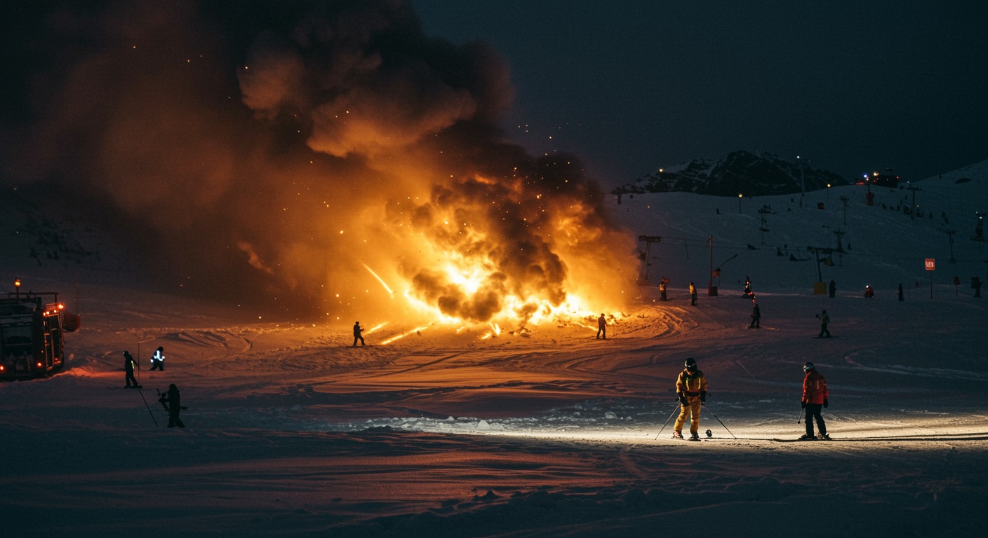 حريق وانفجار بمنتجع تزلج سويسري (Ai)