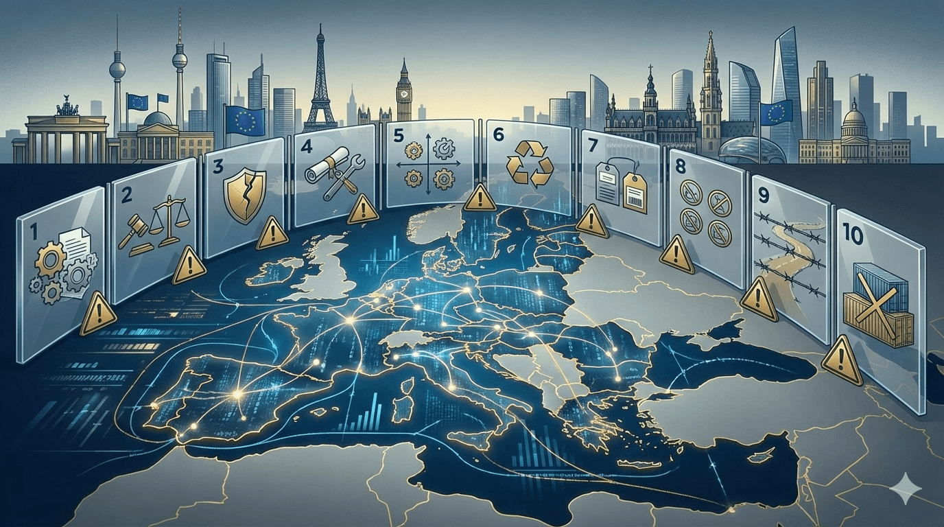 خارطة الحواجز الاقتصادية العشرة في الاتحاد الأوروبي. (AI)