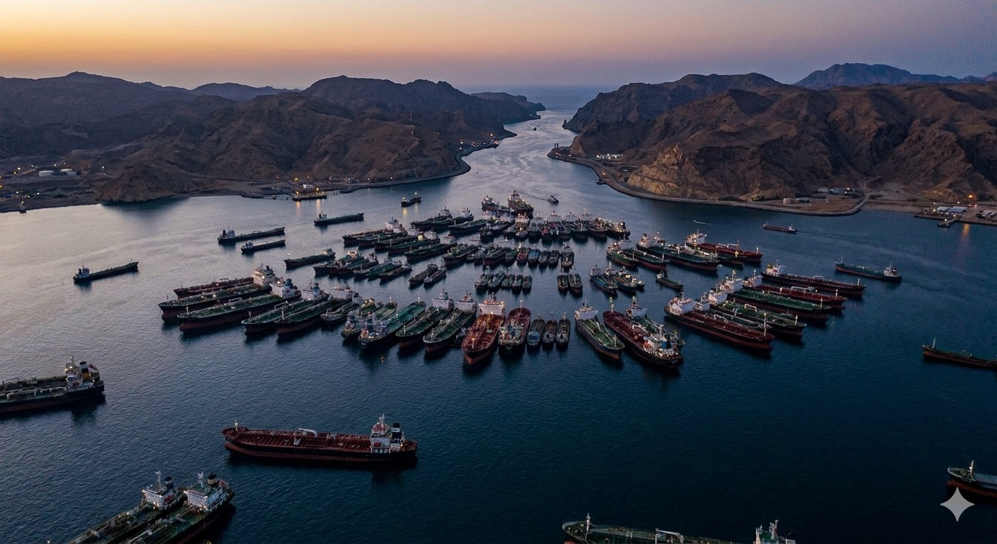 ازدحاماً هائلاً لسفن الشحن والناقلات العالقة عند مدخل مضيق هرمز(AI)