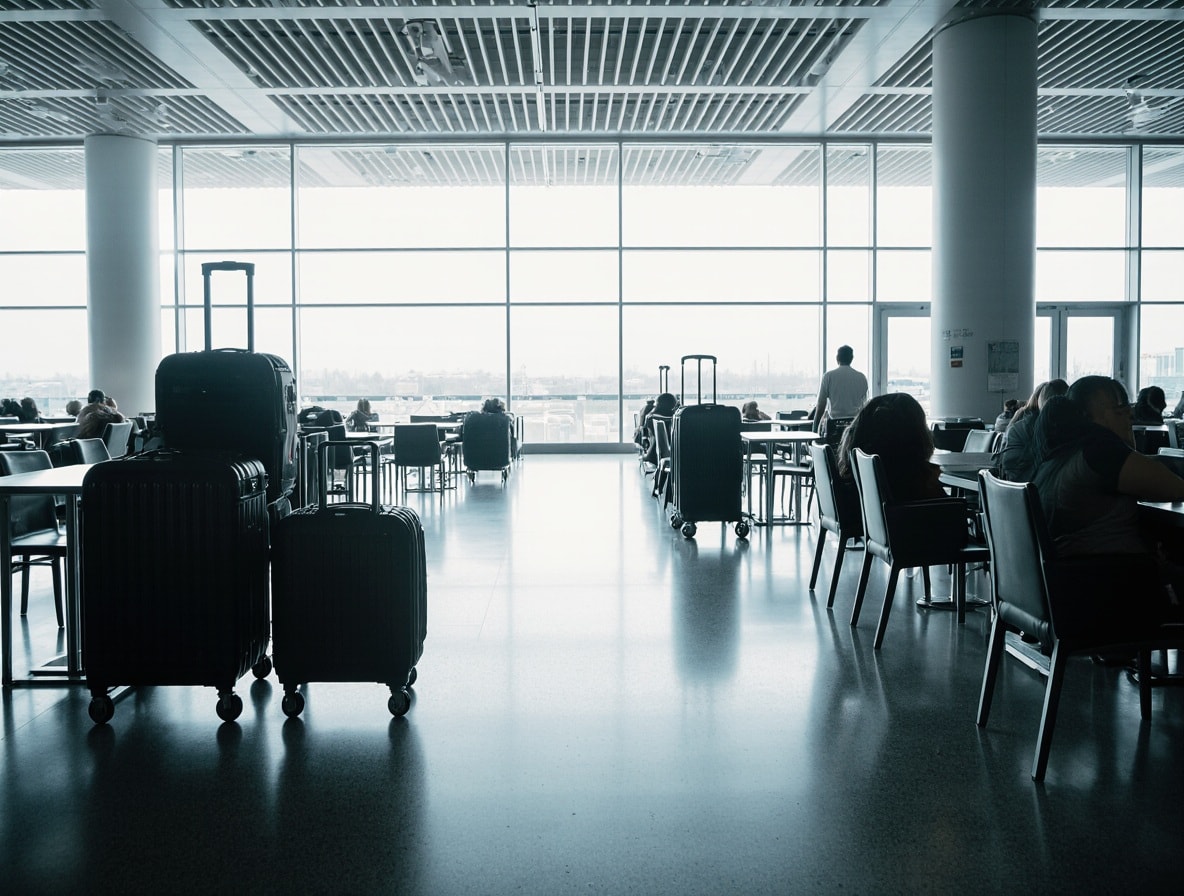 حقائب مهاجرون في المطار ai