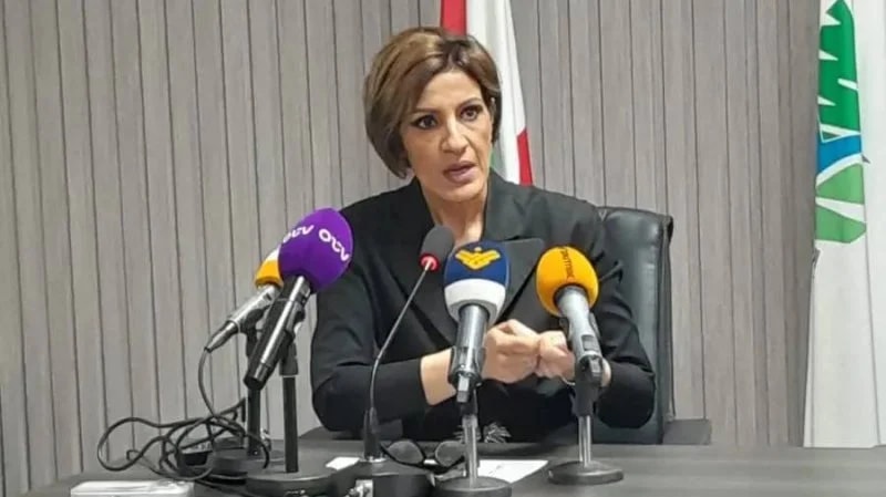 وزيرة البيئة اللبنانية تمارا الزين تتحدث خلال مؤتمر صحافي في مقر وزارة البيئة في بيروت
