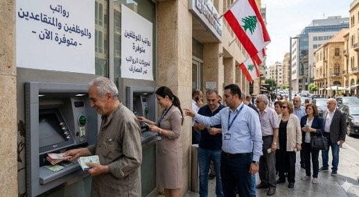 أجهزة صراف آلي في لبنان مع حركة سحب رواتب للموظفين والمتقاعدين بعد تحويلها إلى المصارف