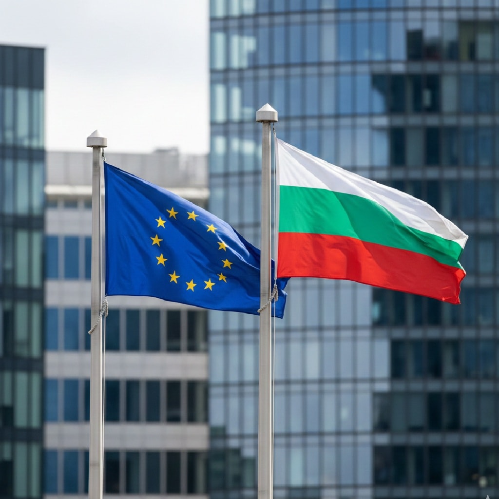 علم الاتحاد الأوروبي وعلم بلغاريا (Ai)
