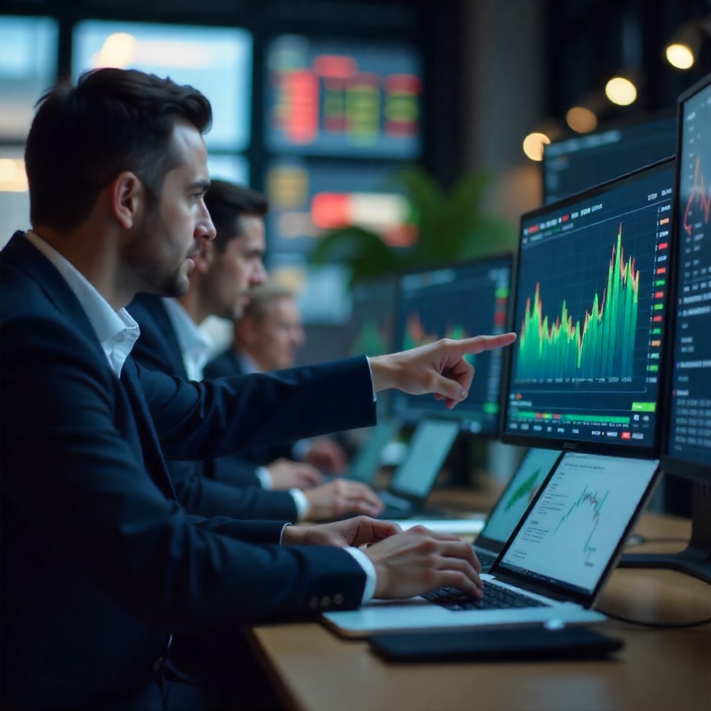 مديرو أصول عالميون يراقبون حركة الأسهم (ai)