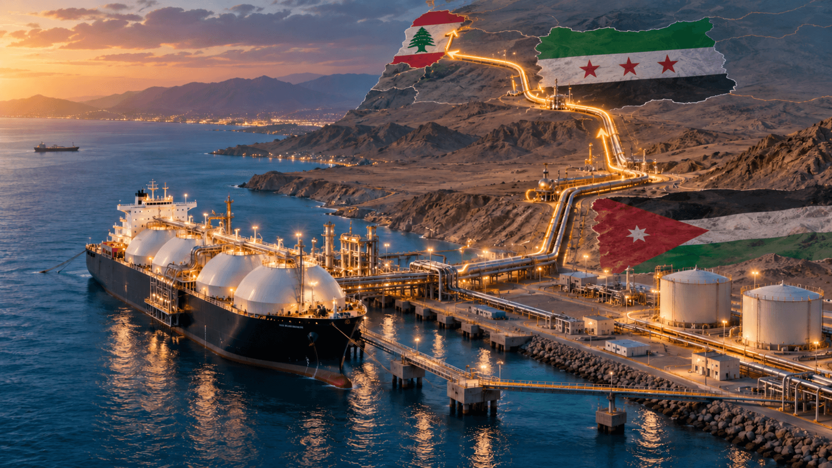 غاز الأردن إلى لبنان عبر سوريا لدعم إنتاج الكهرباء