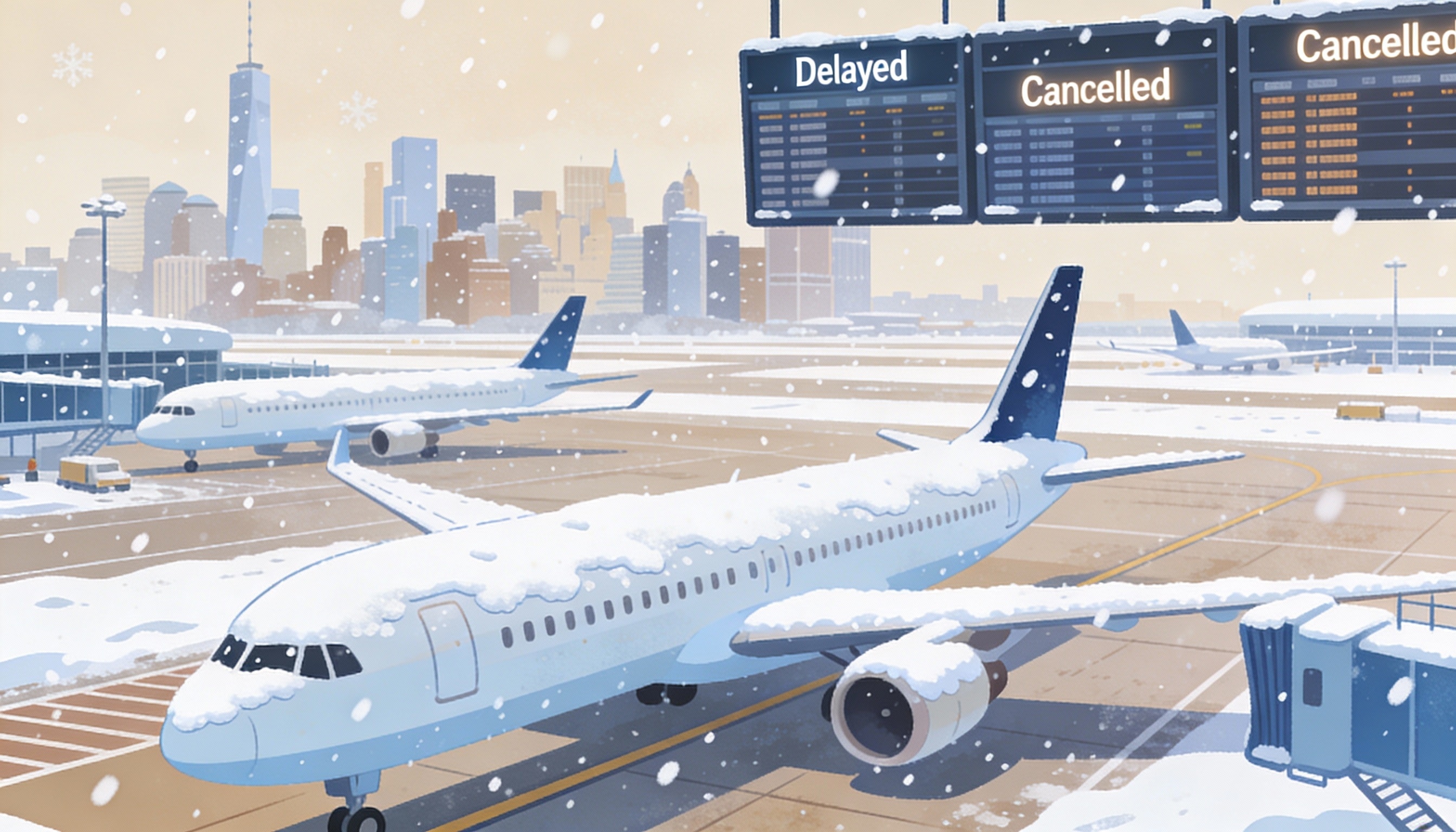 ثلوج تعطل الطيران في شمال شرق أميركا (Ai)