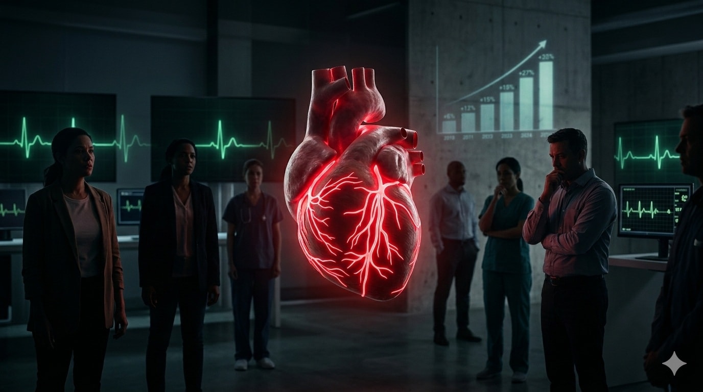 ارتفاع معدلات الإصابة بالنوبات القلبية بين الشباب الأميركي تحت سن 55 عاماً ينذر بأزمة صحية متزايدة. (AI)