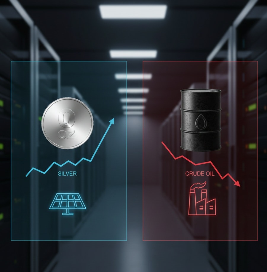 أونصة فضة مقابل برميل نفط مظلم (Ai)