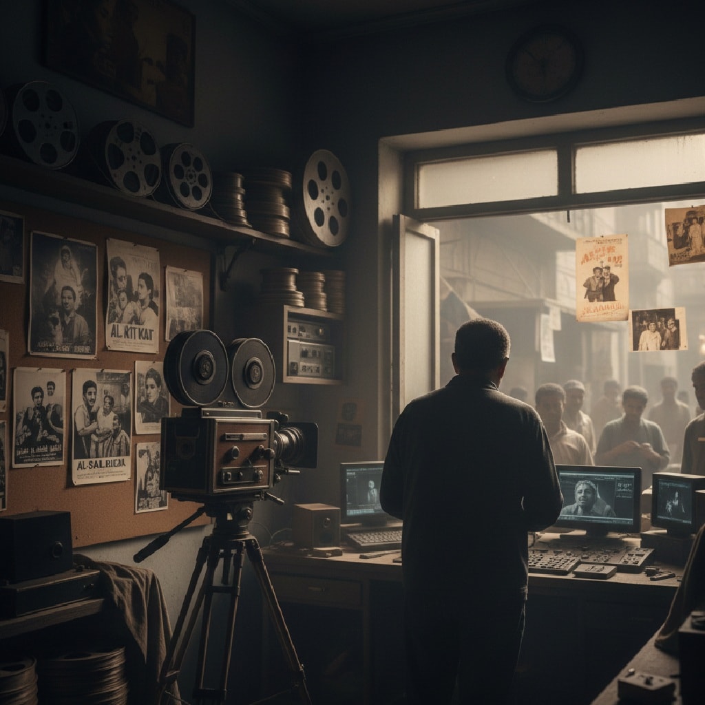 مخرج سينمائي في غرفة مونتاج AI