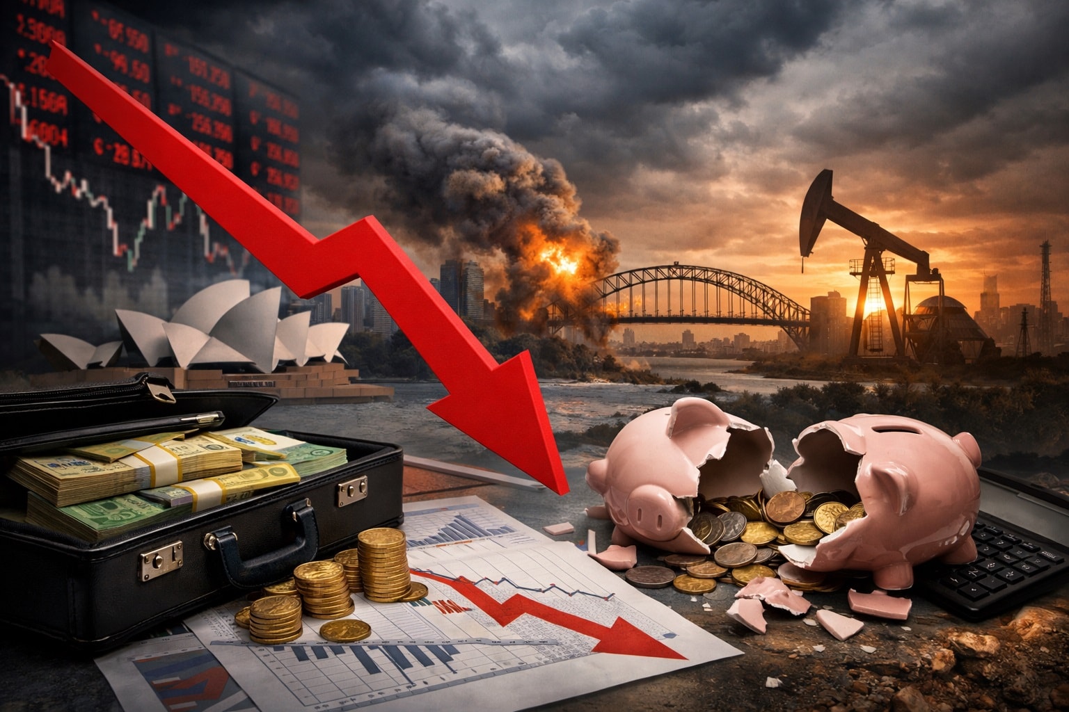انهيار تاريخي في عوائد صناديق التقاعد الأسترالية وسط تضخم جيوسياسي وصدمات في أسعار النفط.(AI)