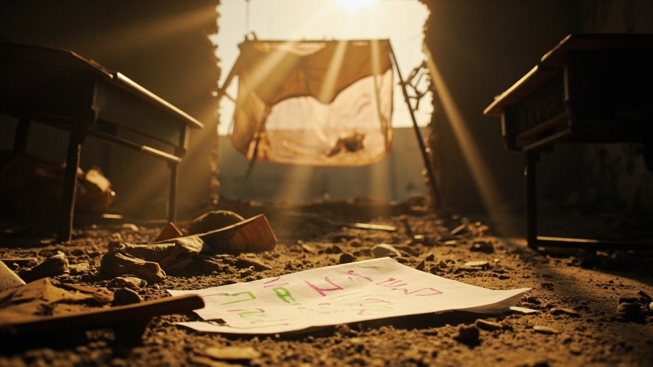 Hailuo_Image_Empty classroom ruins in Gaza,_438435433154125824