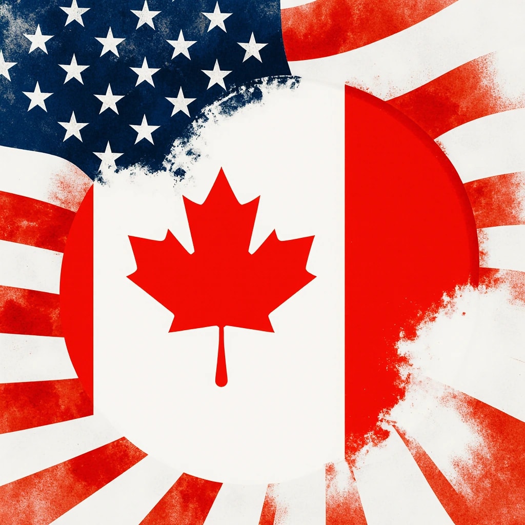 (Ai) صورة تجمع علم كندا وأميركا