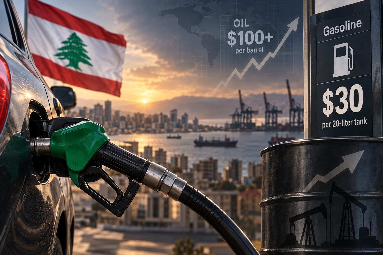 البراكس: صفيحة البنزين في لبنان تقترب من 30 دولاراً مع ارتفاع أسعار النفط
