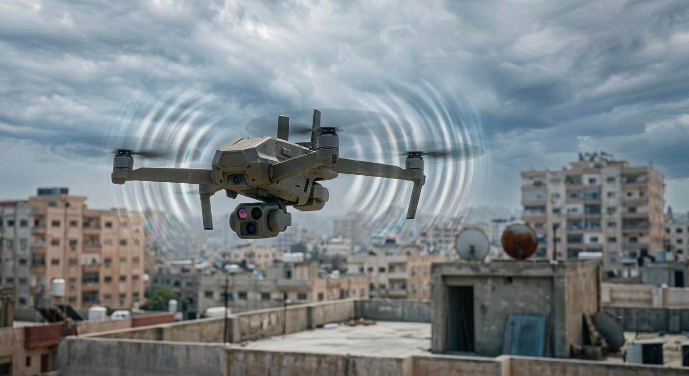مسيرة فوق مبانٍ سكنية ai
