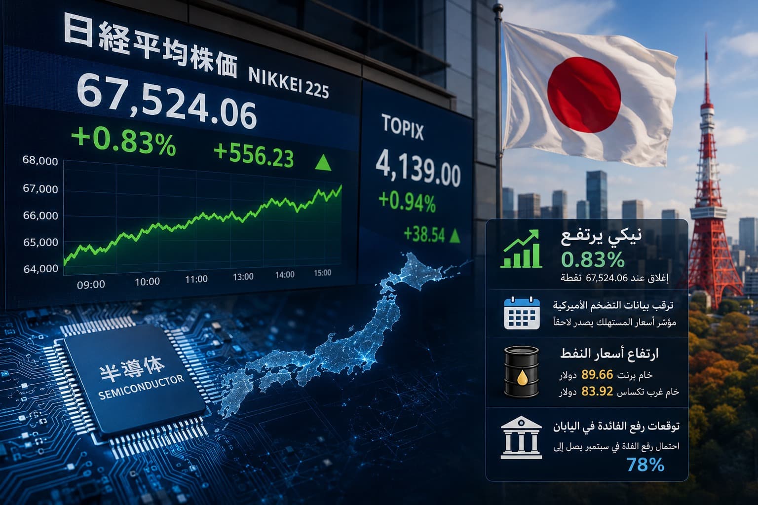 نيكي الياباني يغلق مرتفعاً بدعم مكاسب أسهم الرقائق
