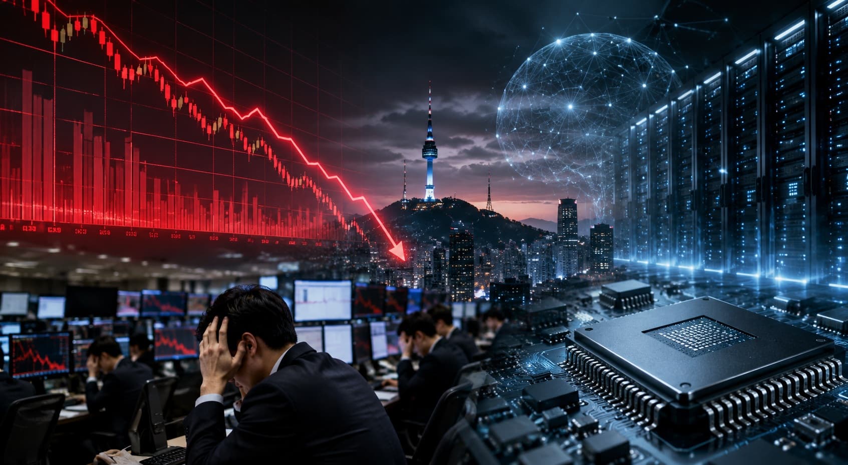 خسائر حادة تضرب بورصة سيول بفعل هبوط أسهم الرقائق الإلكترونية