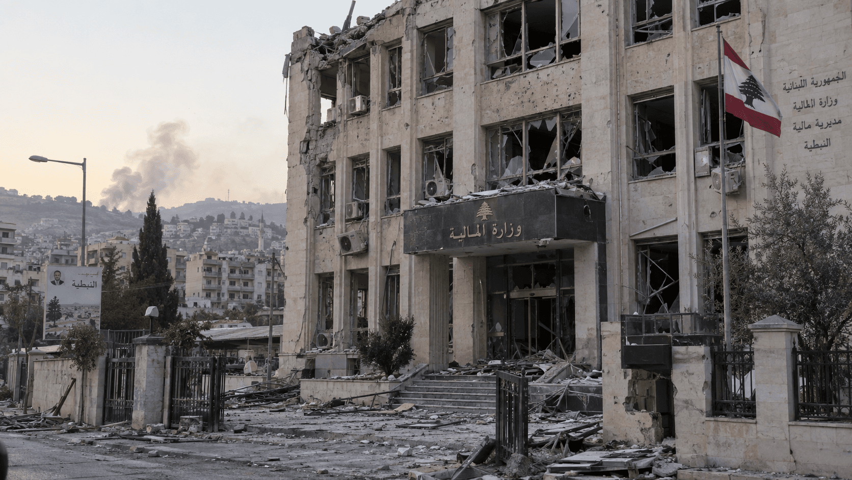 تضرر مبنى وزارة المالية في النبطية جراء القصف الإسرائيلي