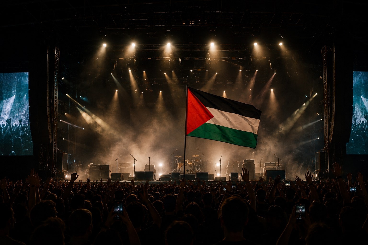 فرقة ماسيف أتاك ترفع العلم الفلسطيني ai
