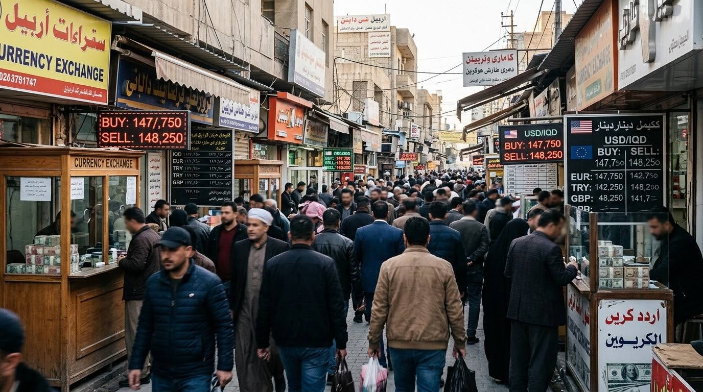 ازدحام في سوق العملات بأربيل - AI